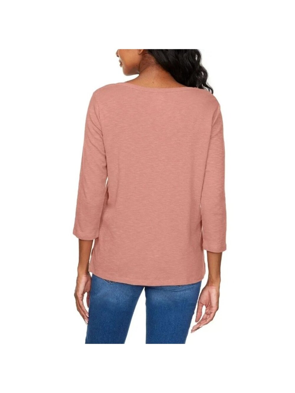 NWT Kirkland Signature Women's XS Pink 3/4 Sleeve Boat Neck Cotton C1016 - Picture 3 of 12